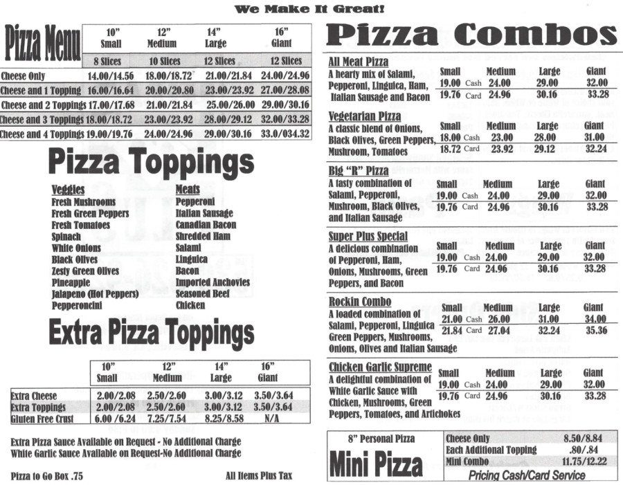 Pizza Plus in Placerville, CA 95667 Menu